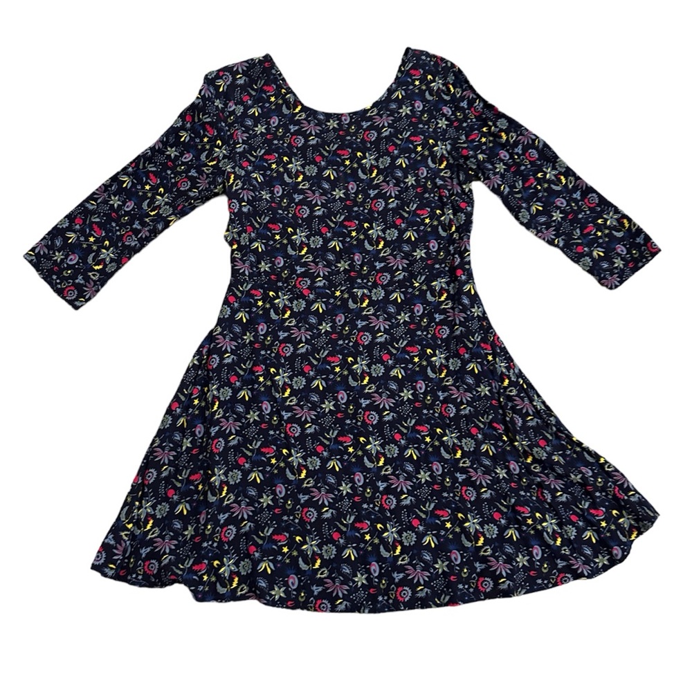 GAP navy and bright floral skater dress
